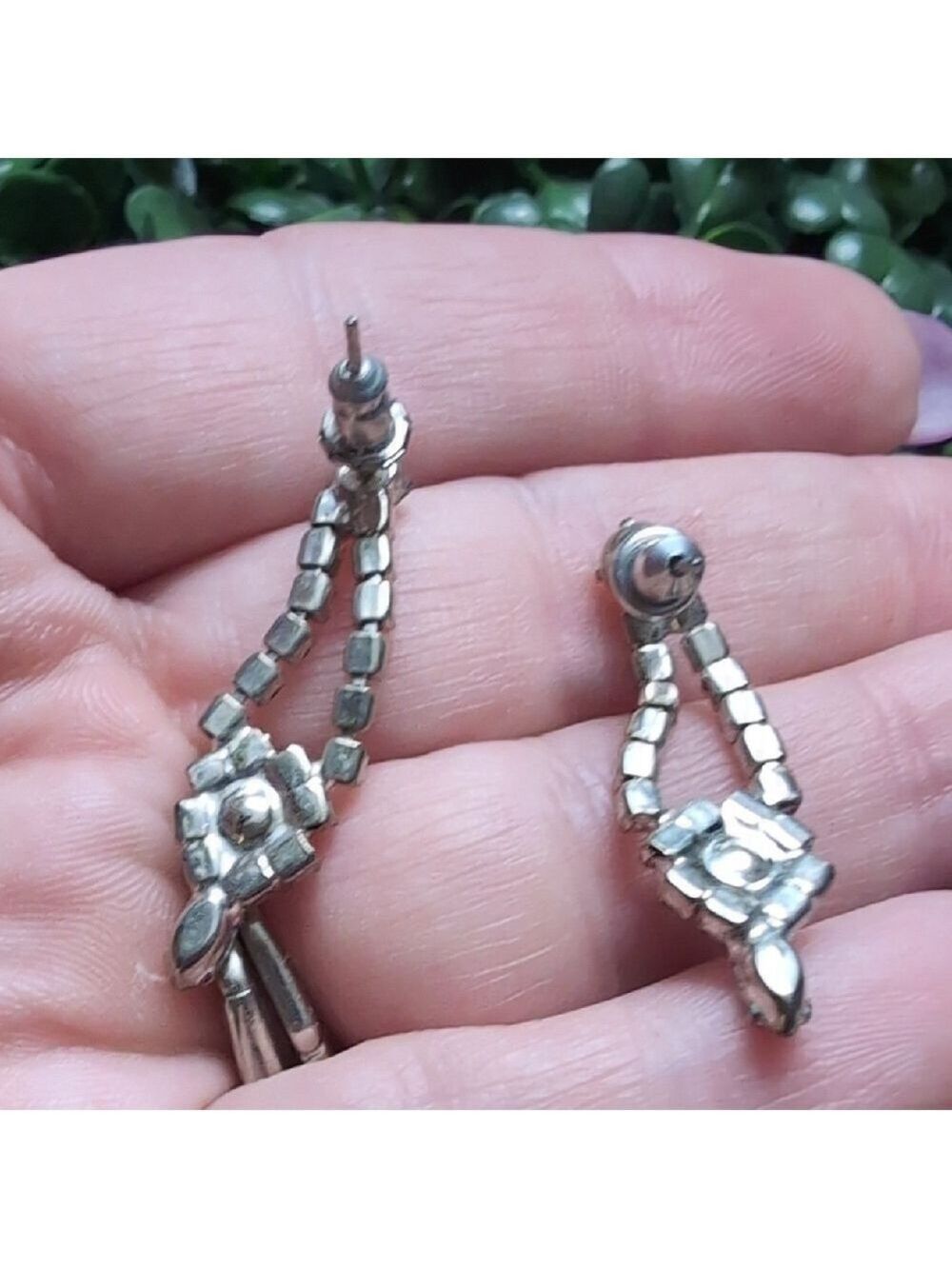 Elegant Silver and Drop Earrings with AB Crystals - Picture 7 of 9